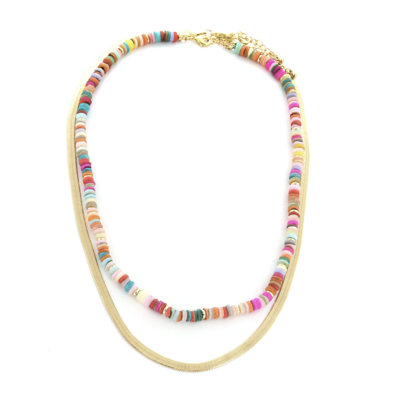 MULTICOLOR STONE LAYERED NECKLACE